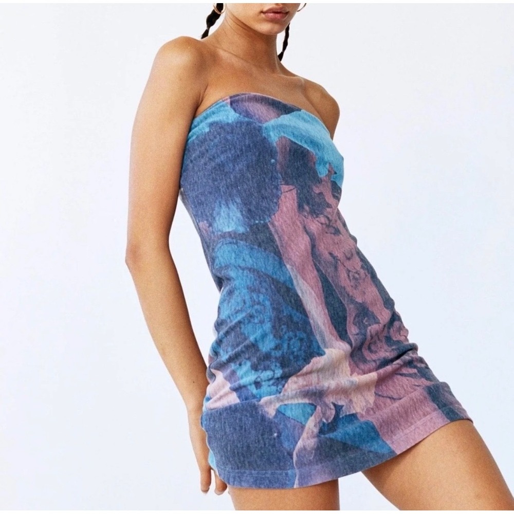 With Jéan Frankie Dress XS Orchid Morphology Mini Strapless Festival Night Out